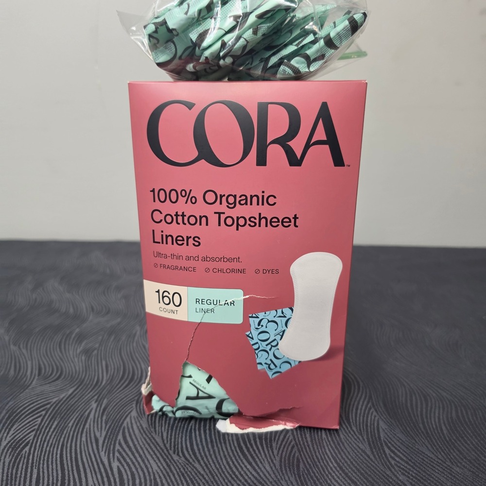 Cora Cotton Topsheet Liners Women 160 Count Regular White Organic Fragrance Free
